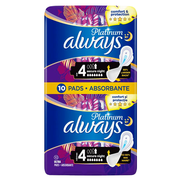 ALWAYS COMPRIMÉES PLATINE ULTRA NUIT T4 10U