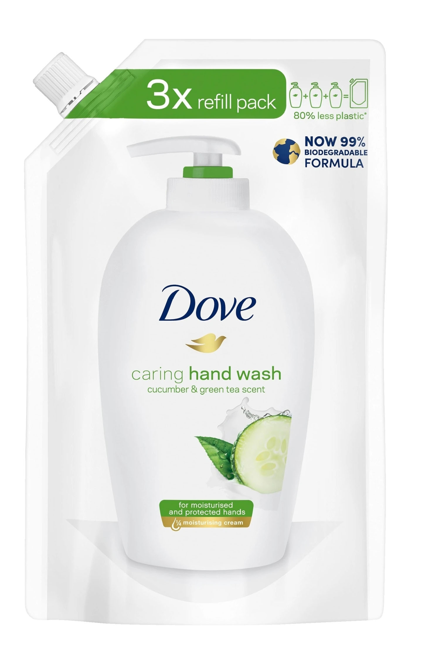 DOVE JABON DE MANOS PEPINO TE REFILL 750ML