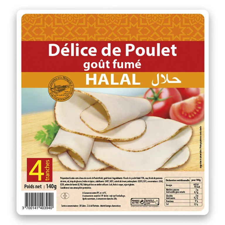 DELICE DE POULET Gout Fumé Halal 4 X 35 G 140 G