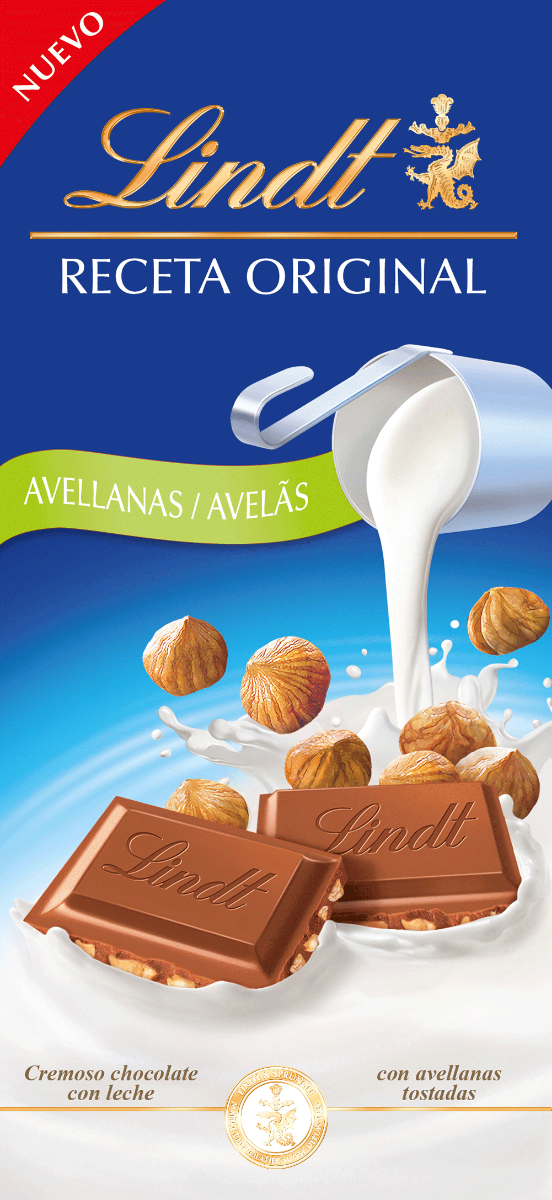 LINDT TABLETA CHOCOLATE CON LECHE Y AVELLANAS 125G
