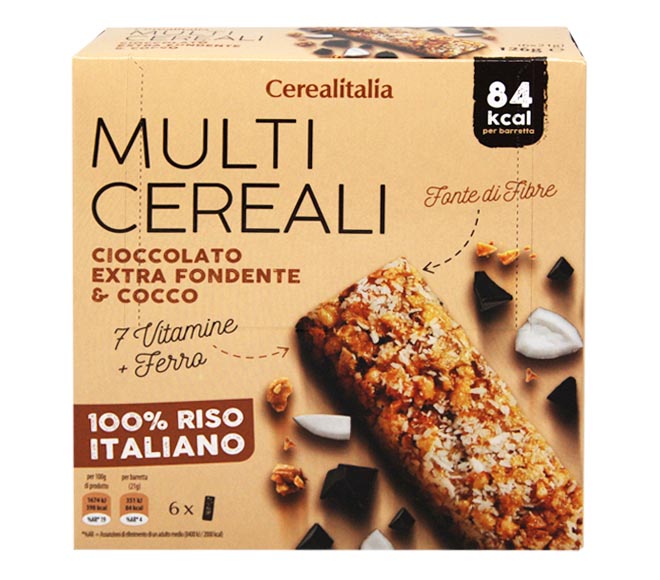 CEREALITALIA Barres Chocolat Noir  Et Coco 6X21 G