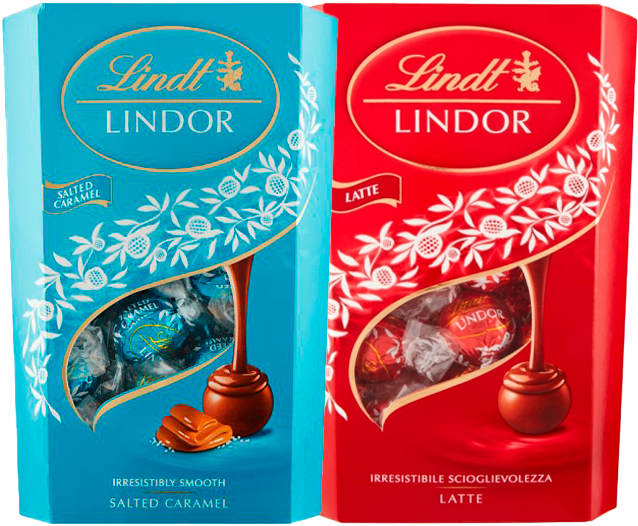 LINDT LINDOR Cornet bombones salted / chocolate con leche 337g