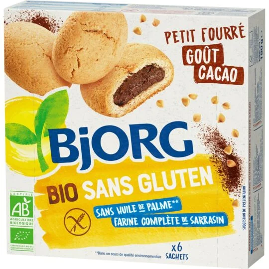 BJORG BISCUIT FOURRÉ AU CACAO SANS GLUTEN 180G