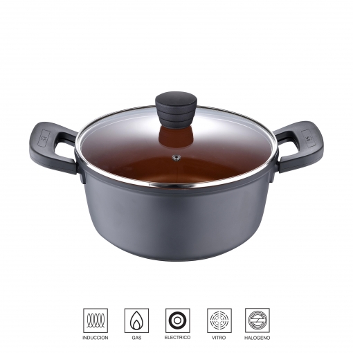 SAN IGNACIO CASSEROLE 24 CM INDUCTION IBON GRIS