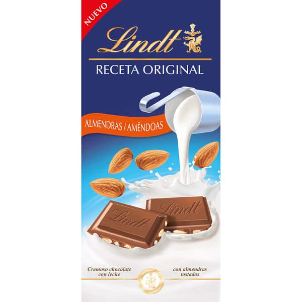 LINDT Tableta leche con almedras 125g