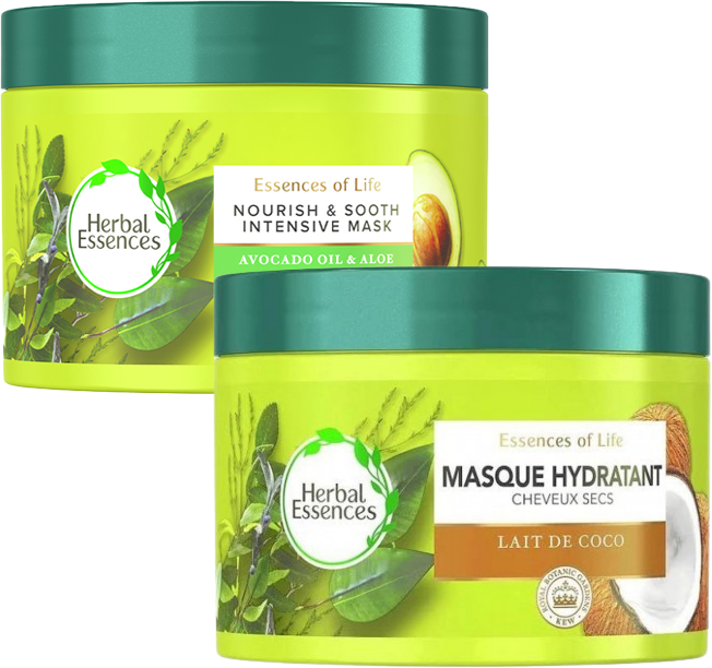 HERBAL ESSENCES MASCARILLA AGUACATE Y ALOE / COCO 450ML.