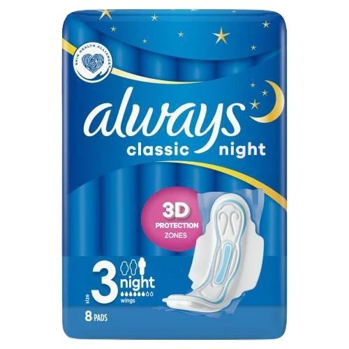 ALWAYS COMPRESAS CLASSIC NOCHE SUPER PLUS ALAS 8UD