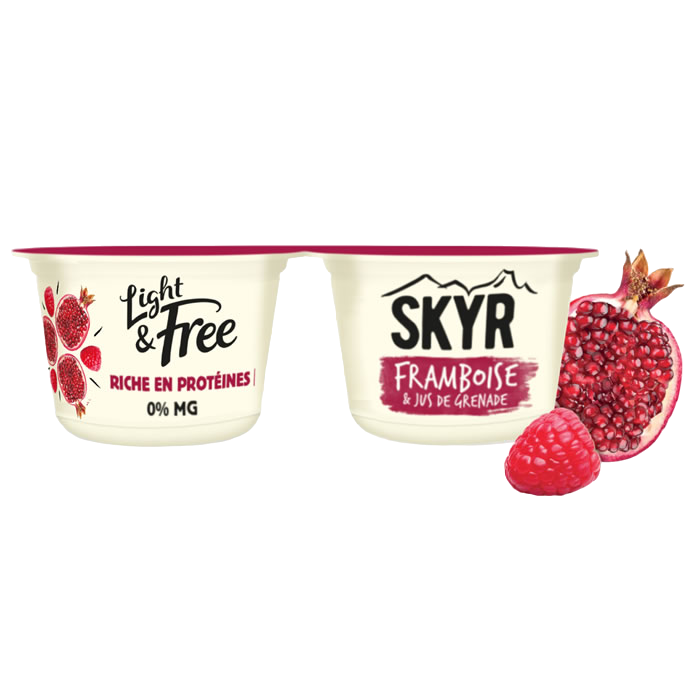 LIGHT & FREE Yaourt Framboise 2x145g.