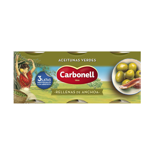 CARBONELL ACEITUNAS RELLENAS DE ANCHOA 3X50G
