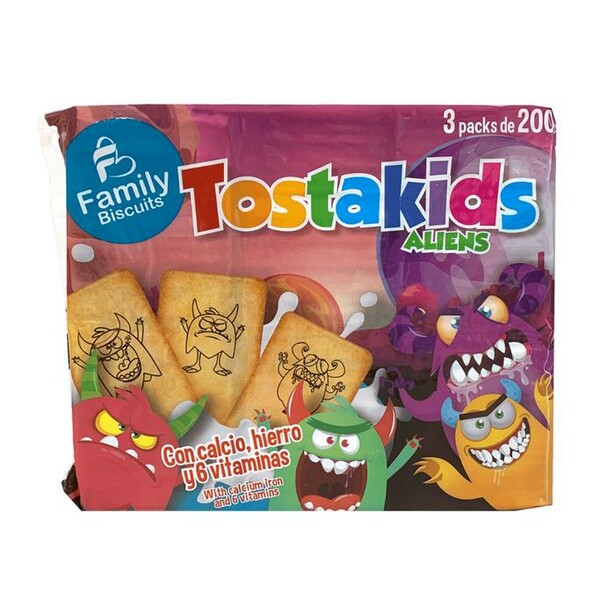 FAMILY BISCUITS TOSTAKIDS ALIENS 3X200G.