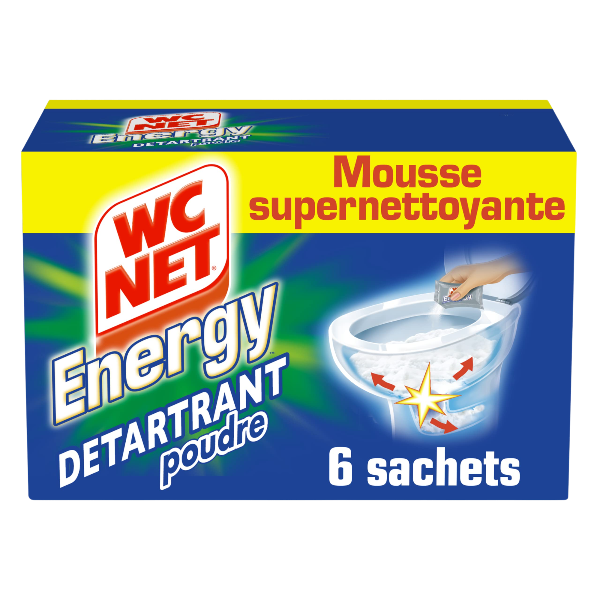 WC NET Nettoyant Toilettes Énergétique en Poudre 6 sachets 360g.