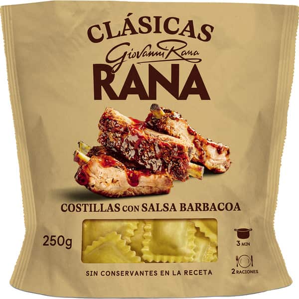RANA RAVIOLI RELLENO DE COSTILLAS CON SALSA BBQ 250G