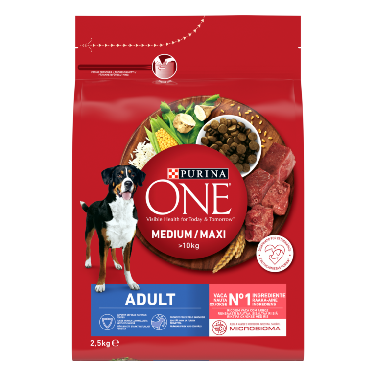 PURINA ONE CÃO ADULTO MÉDIO/MAXI VACA E ARROZ 2,5KG