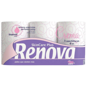 RENOVA PAPEL HIGIÉNICO SKINCARE PLUS 3 CAPAS, 6 ROLOS