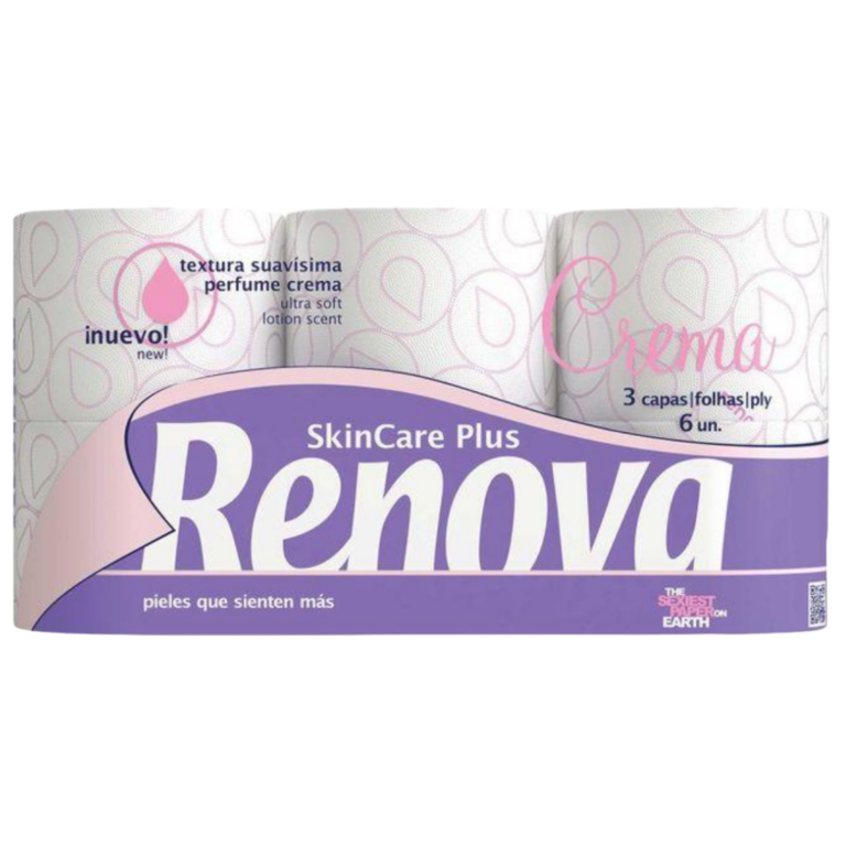 RENOVA PAPEL HIGIÉNICO SKINCARE 3 CAMADAS, 6 ROLOS