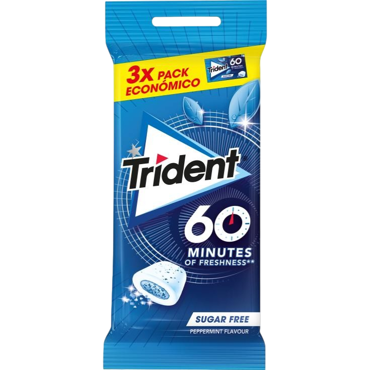 TRIDENT 60MIN PEPPERMINT 3X22G (AZUL)