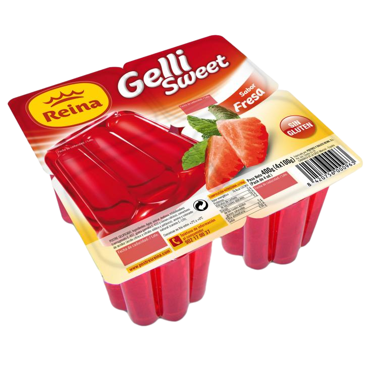 REINA GELATINA FRESA 4X100GR