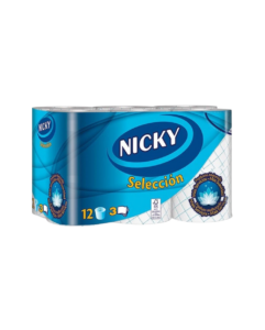 NICKY PAPEL HIGIÉNICO SELECÇÃO 3 CAMADAS, 12 ROLOS