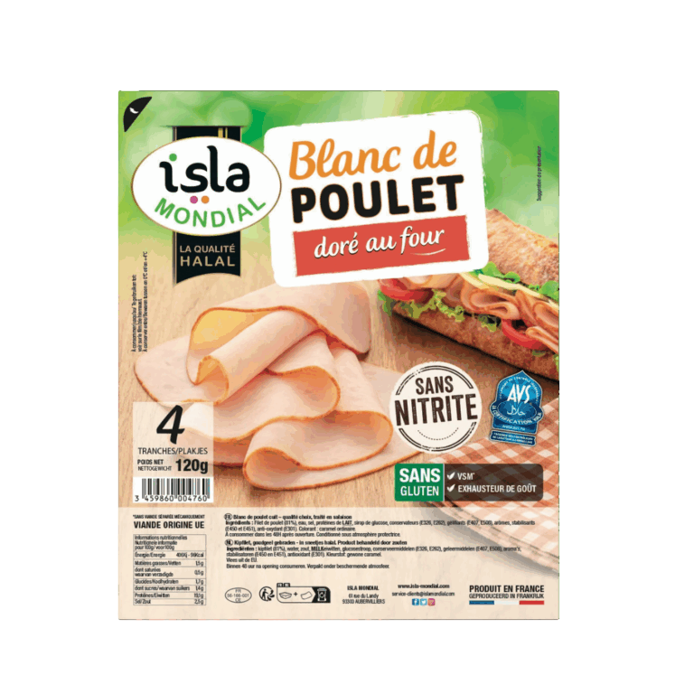 ISLA MONDIAL BLANC DE POULET TRANCHES 4T 120G