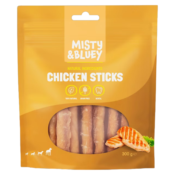 MISTY & BLUEY SNACK ADULTO STICKS POLLO 300G