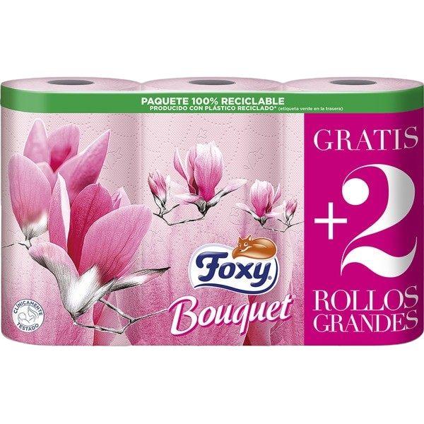 FOXY PAPEL HIGIÉNICO BOUQUET 4+2 ROLLOS 3 CAPAS