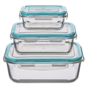 5FIVE SET 3 TUPPERS CUADRADOS BOROSILICATO CLIP&EAT