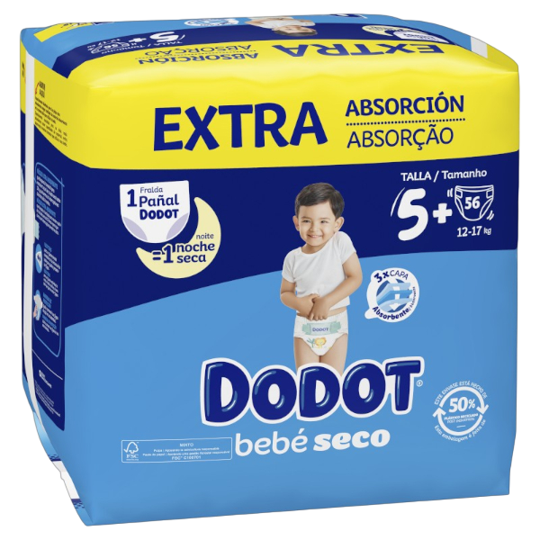 DODOT FRALDA BEBÉ SECO T5 12-17KG 56UN