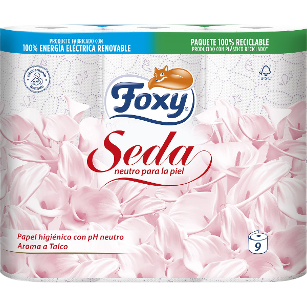 FOXY PAPEL HIGIENICO SEDA 9 ROLLOS 3 CAP