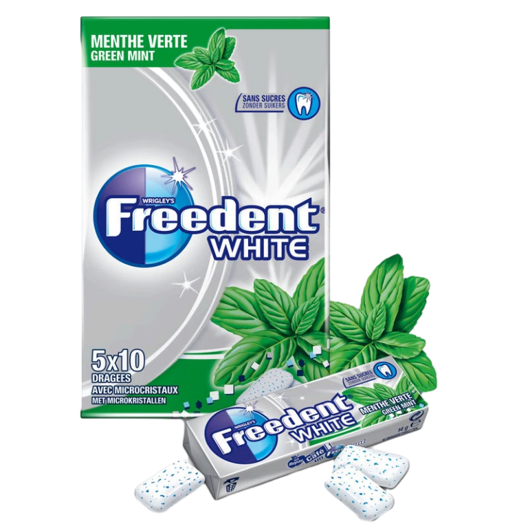 FREEDENT CHEWING GUM MENTHE BLANCHE 5X10