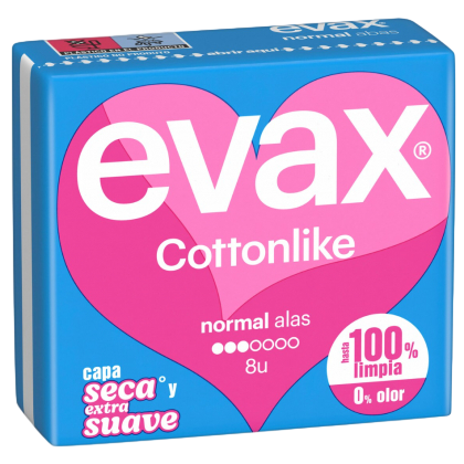 EVAX COMPRESSAS NORMAL DE ALGODÃO COM ALAS 8UN