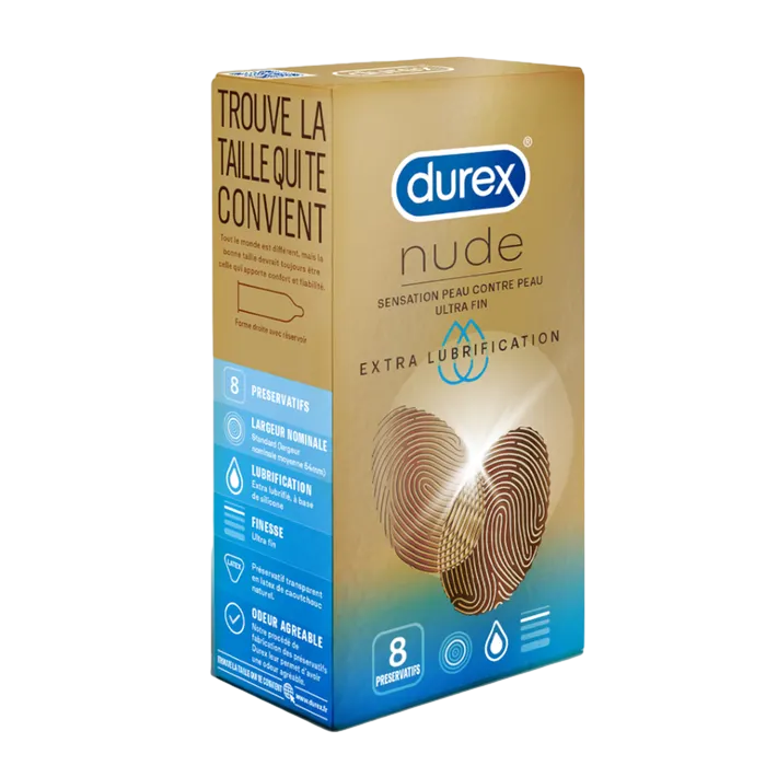 DUREX PRÉSERVATIFS NUDE EXTRA LUBRI 8U