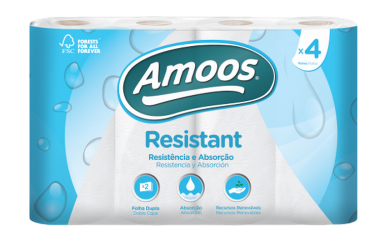 AMOOS PAPIER ESSUIE-TOUT RÉSISTANT 2C 4U