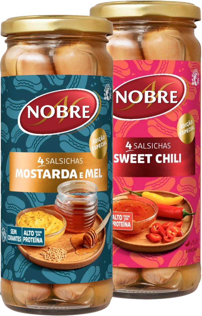 NOBRE SALSICHAS MOSTARDA E MEL / SWEET CHILI 210G