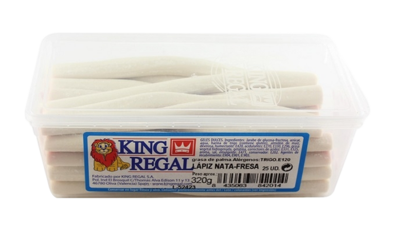 KING REGAL GOMAS TABULEIRO DE LÁPIS COM NATAS E MORANGO 320G