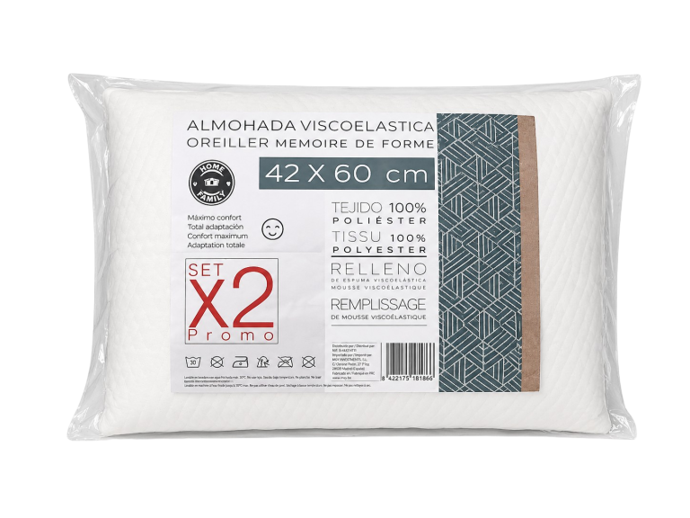 ALMOHADA 60% VISCO 60X45CM PACK 2