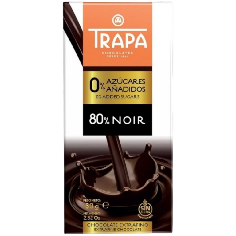 TRAPA CHOCOLATE PRETO 80% SEM AÇÚCAR 80G