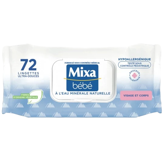 MIXA BEBE LINGETTES À L'EAU MINÉRALE 72U