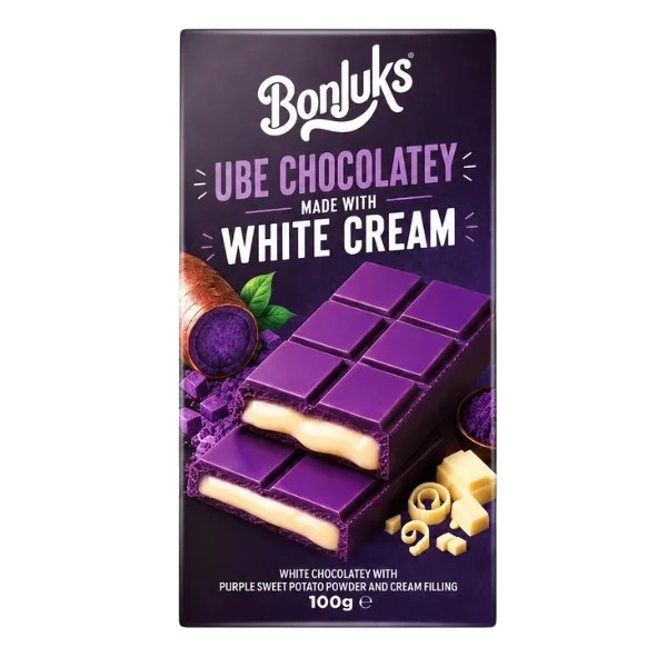 BONJUKS TABLETE CHOCOLATE BRANCO COM UBE 100G