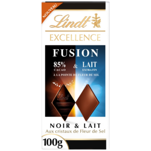 LINDT EXCELLENCE FUSION NOIR 85% & LAIT 100G