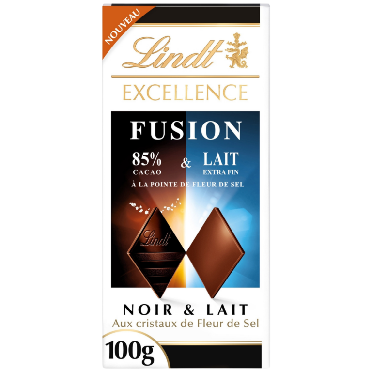 LINDT EXCELLENCE FUSION NOIR 85% & LAIT 100G